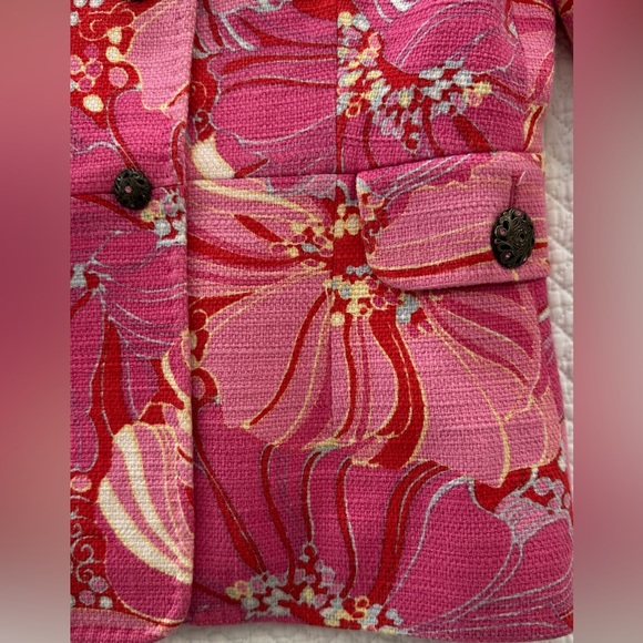 Vintage Dolce & Gabbana Pink Hibiscus Floral Blazer Cotton Linen IT 40 US 4 - Picture 5 of 15